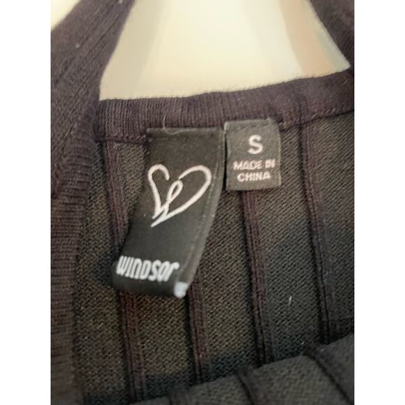 Windsor Simple Black Strapless Midi Dress Ribbed Viscose/Nylon Blend Size S - Picture 3 of 5